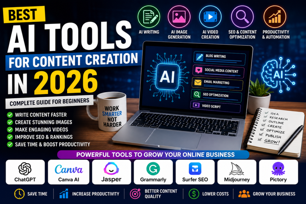 Best AI tools for content creators, bloggers, YouTubers, and digital marketers in 2026