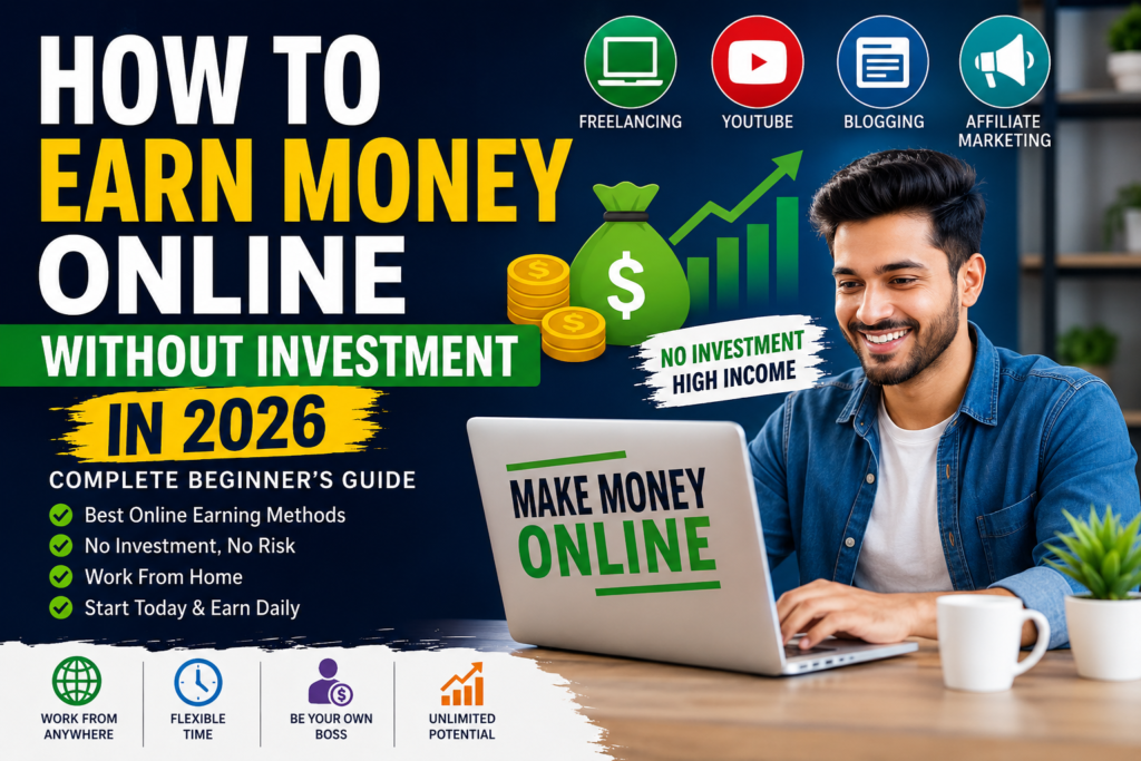 How to earn money online without investment in 2026 beginner guide