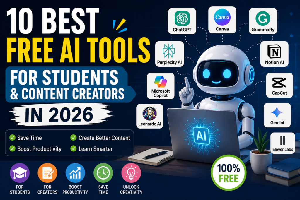 Best free AI tools for students and content creators in 2026