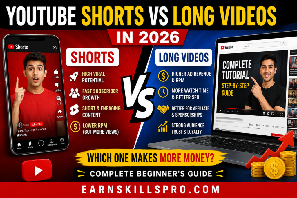 YouTube Shorts vs Long Videos in 2026 – Complete Beginner's Guide to Monetization and Channel Growth