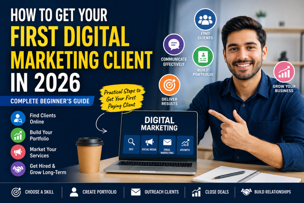 How to Get Your First Digital Marketing Client in 2026 Complete Beginner's Guide