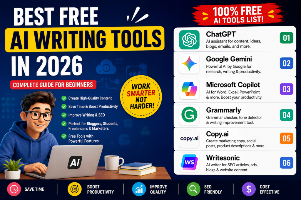 Best Free AI Writing Tools in 2026 – Complete Guide for Beginners